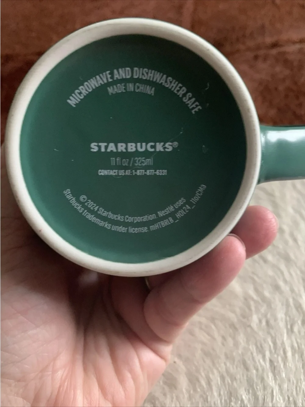 STARBUCKS 2024 Green Ceramic Coffee Mug With White Logo Coffee Cup 11 Fl oz.